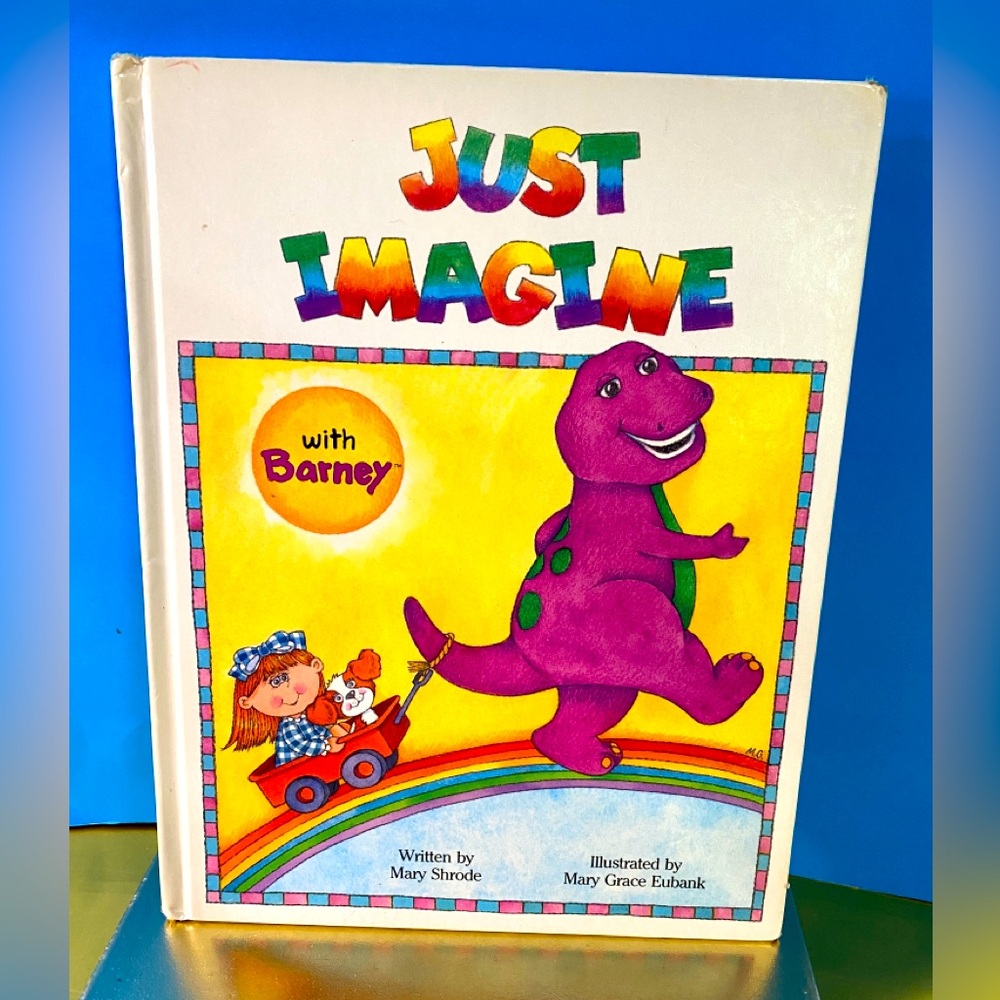 BARNEY The Purple Dinosaur Vintage 1992 Just Imagine with Barney Hardcover Book